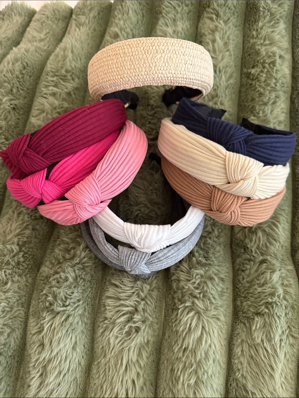 Knot Accent Padded Headband - White, Gray, Dark Gray, Navy, Cream, Tan,pink